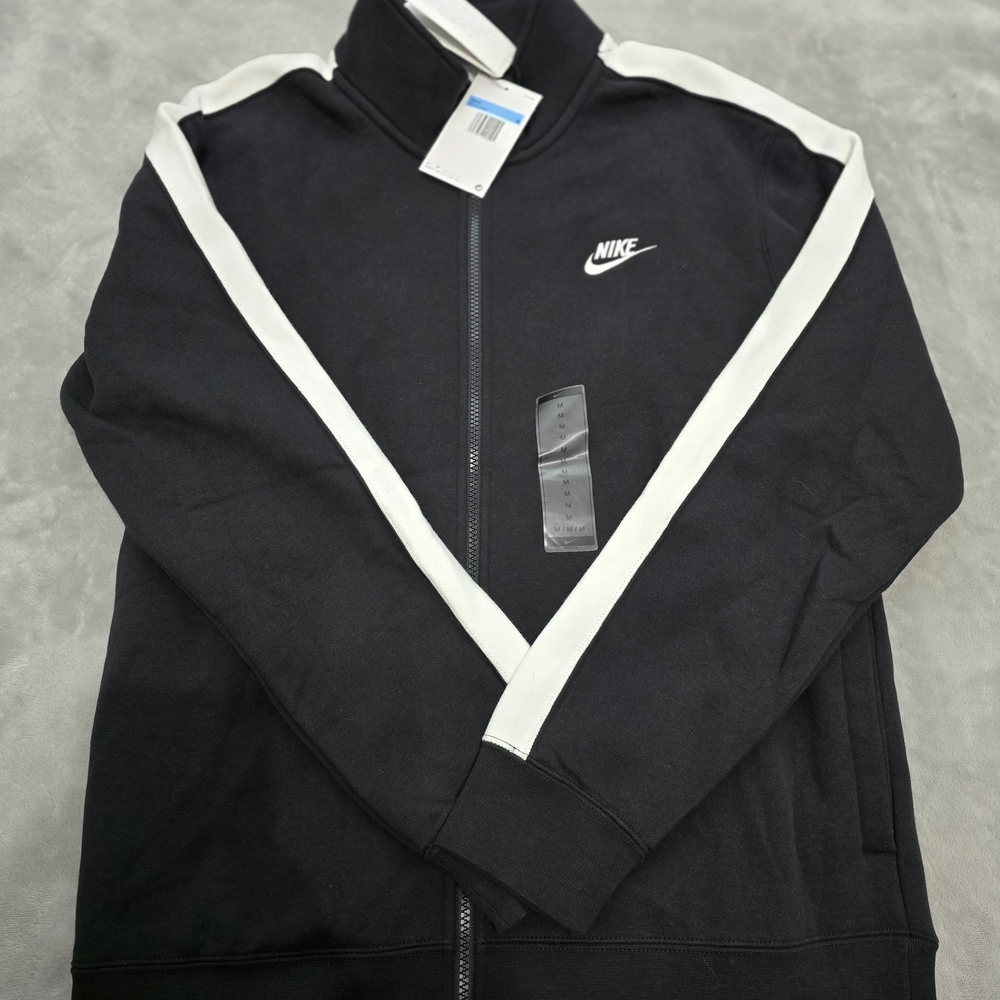 Nike Men's Black Jacket with White Stripes